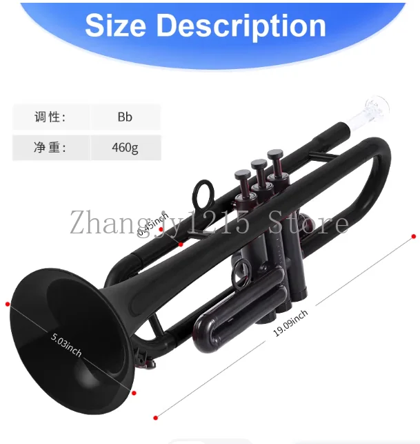 B♭ Plastic Trumpet for Adults and Children, Beginner-Friendly, C Key, Suitable for Professional Students