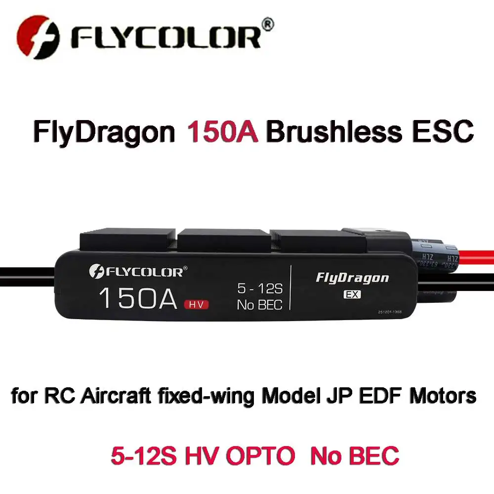 Flycolor FlyDragon 150A Brushless ESC 5-12S Electronic Speed Controller for RC Hobby Aircraft Helicopter Models JP EDF Motor