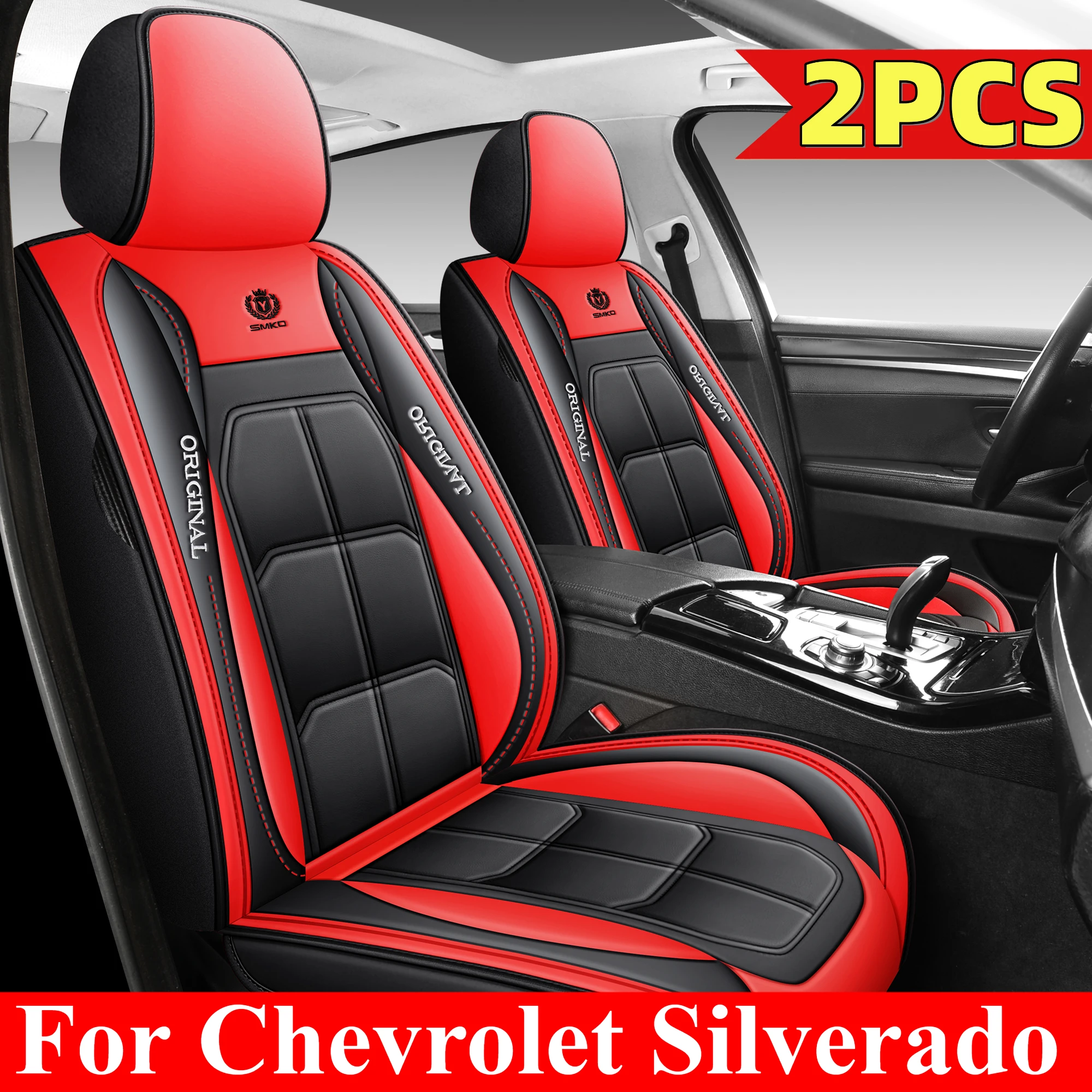

For Chevrolet Silverado car seat covers, the front two seats are fully covered with high-end soft PU leather and are waterproof