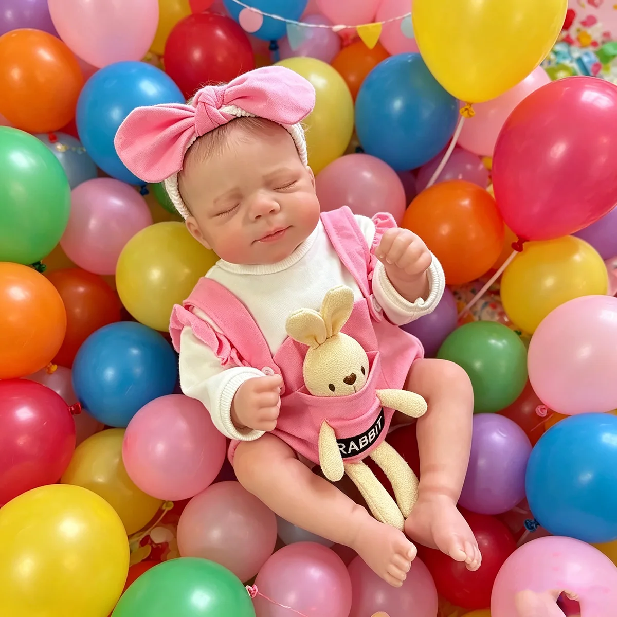 

48cm Sleeping Reborn Baby Doll Pascale, High Quality Hand Painting Girl Doll with Rooted Eyelashes