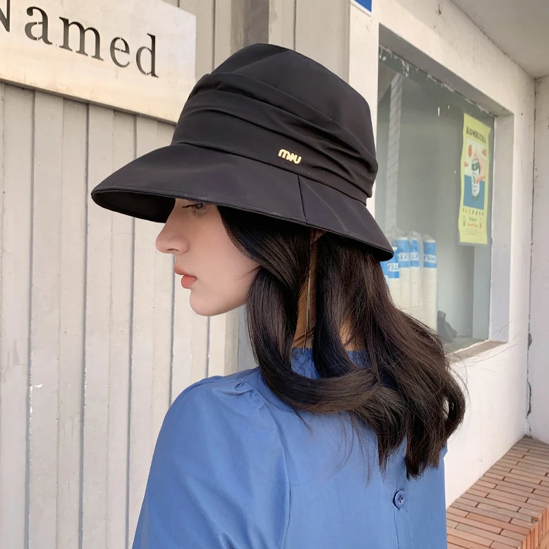 Summer Women's Fold Fisherman's Cap Outdoor Versatile Leisure Sunshade Hat Travel Shopping Decorative Sun Hat MZ1582