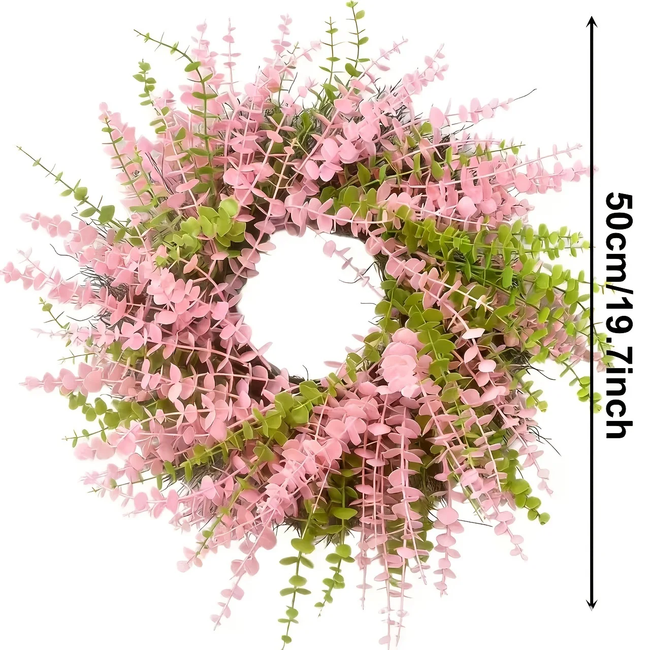 50cm pink eucalyptus wreath plastic door hanging decor for DIY crafts home wall and garden seasonal arrangement