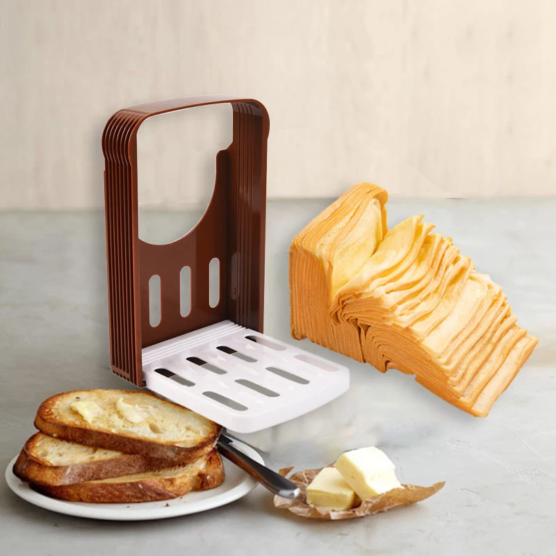 Bread Bake Slicer Cutter Foldable Toast Bread Slicer Stand Plastic Bread Cutting Guide Tool Loaf Cutter Rack Baking Tool