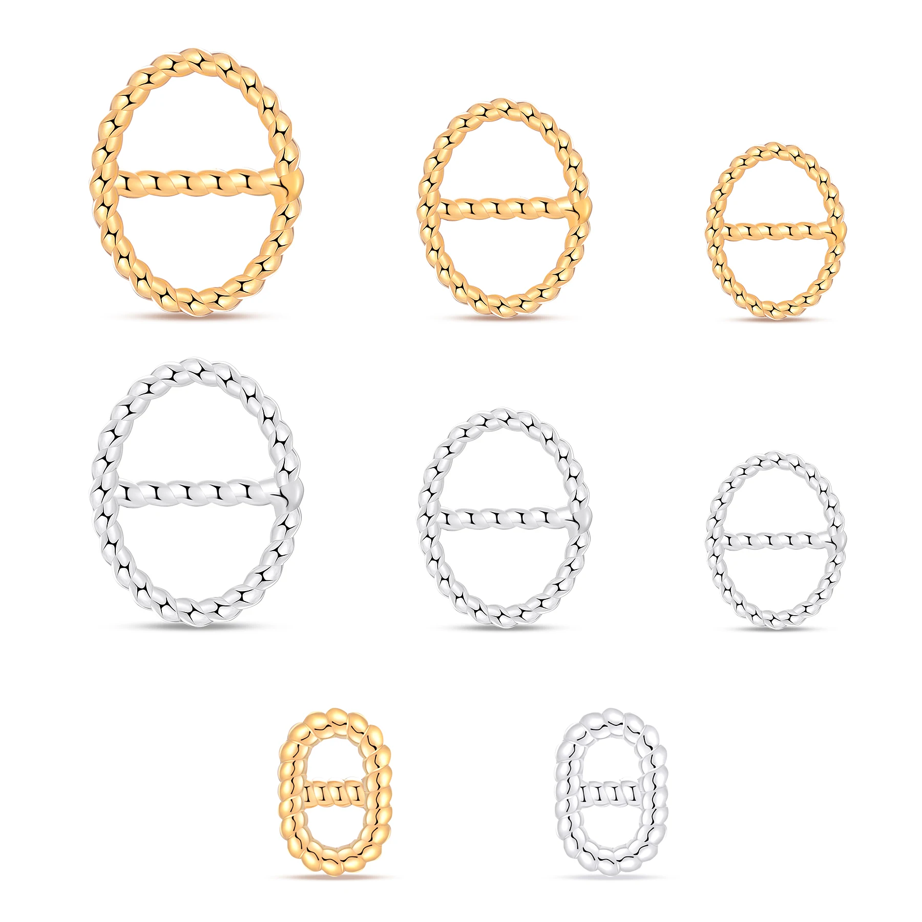 10 Stück/Set, Edelstahl-Verbindungsstücke, Anhänger in Goldfarbe, geometrische Form, Schweinenasen-Charms für die Herstellung von Halsketten, Armbändern und Schmuck im DIY-Stil. – Detail 2