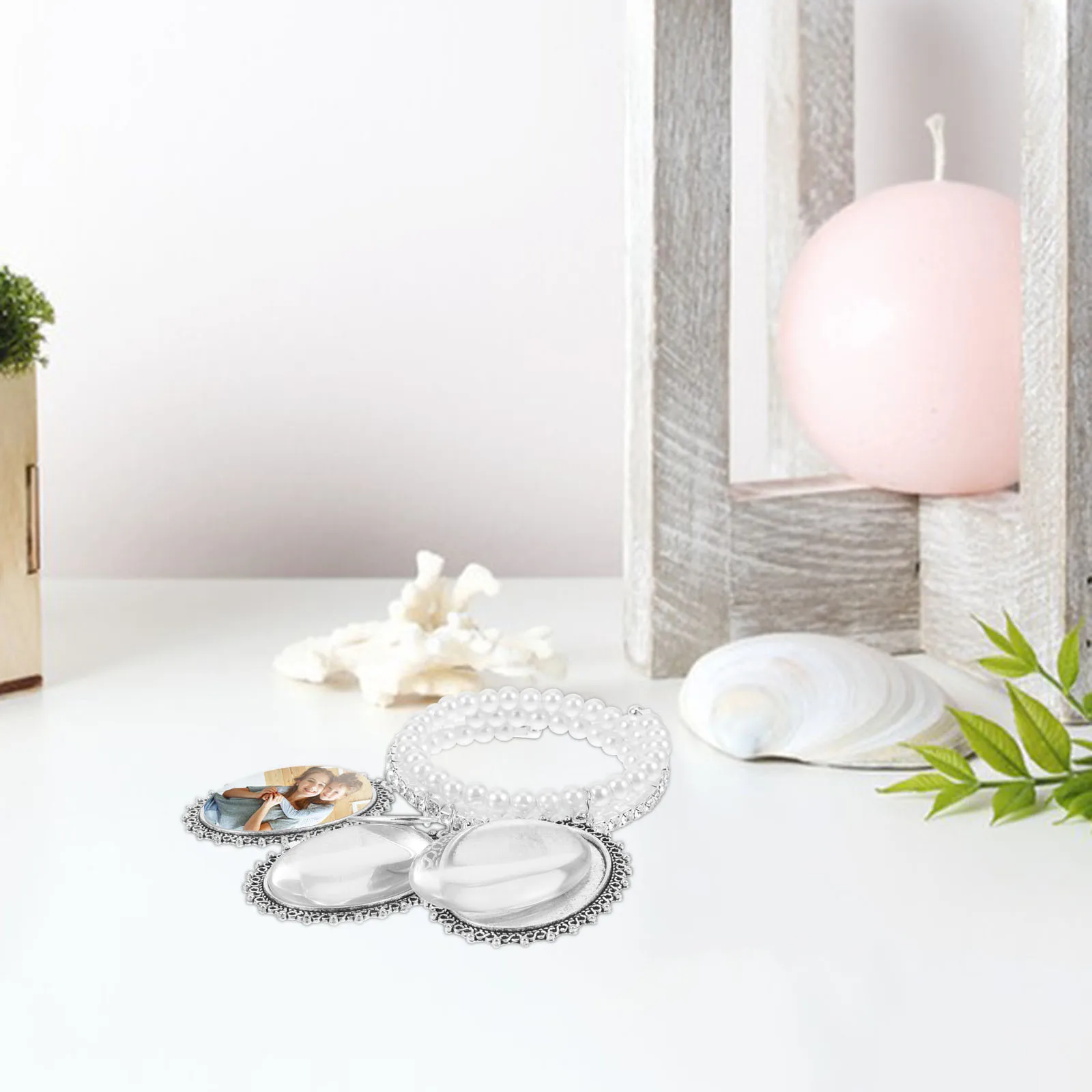 

Elegant Pearl Bracelet Diy Frame Wedding Bouquet Photo Charm Memorial Picture Charm Bridal Celebration 2024 Jewelry Craft Kit