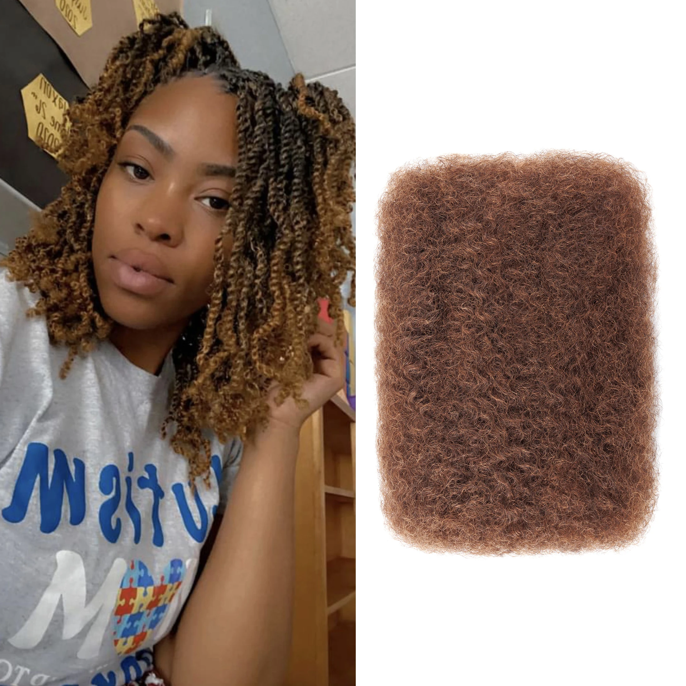 

3Packs Bundled Total 150g Anna #4 Afro Kinky Bulk Natural for Braiding Virgin Remy Human Hair Extensions for Dreadlock Crochet