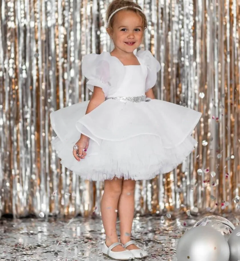 Lovely Flower Girl Dress Tulle Knee Length Applique For With Bow Wedding Elegant  Child's First Eucharist Birthday Party Dresses