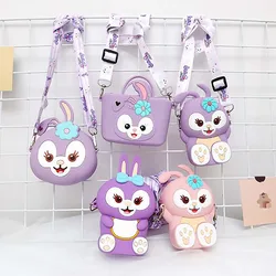 Silicone Purple Rabbit Crossbody Coin Bag Kid Girl Children Shoulder Handbag Adjustable Strap Holiday Travel Pocket Pack