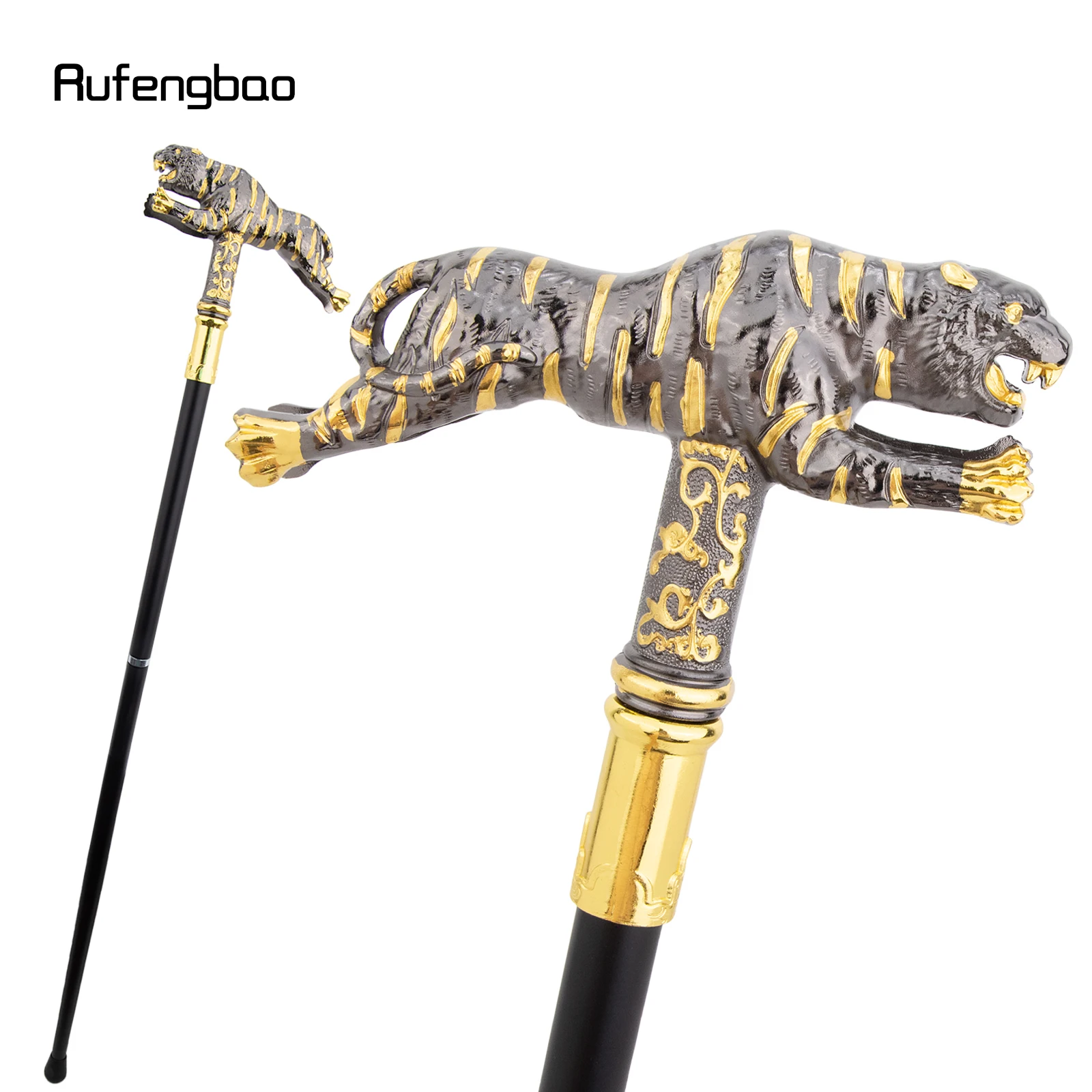 الذهبي الأسود النمر موضة عصا للمشي الزخرفية Cospaly قصب هالوين الصولجان العصا Crosier أداء المرحلة قصب 90 سنتيمتر #1