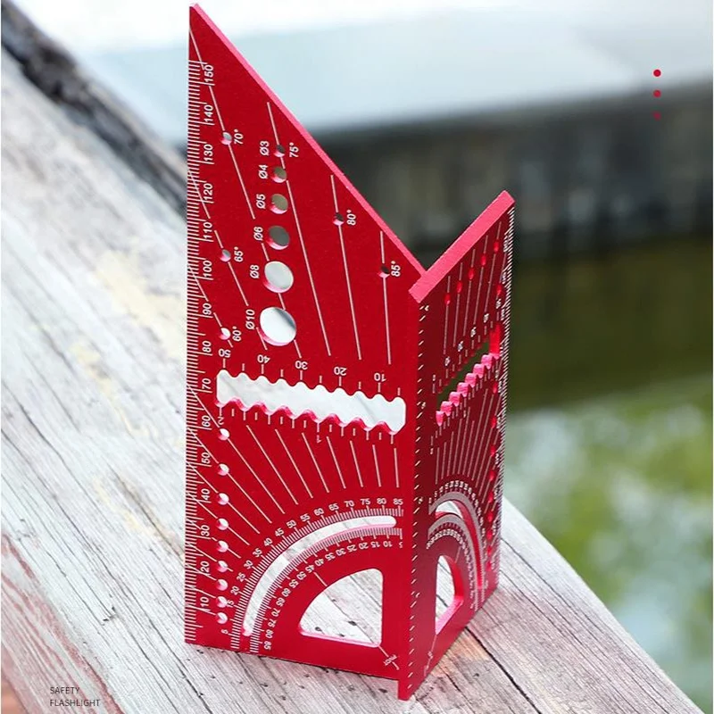 Alumínio Alloy Woodworking Ângulo Régua Linha Desenho Dispositivo 3d Mitre Medição Medida Ferramenta com Medidor Transferidor Localizador
