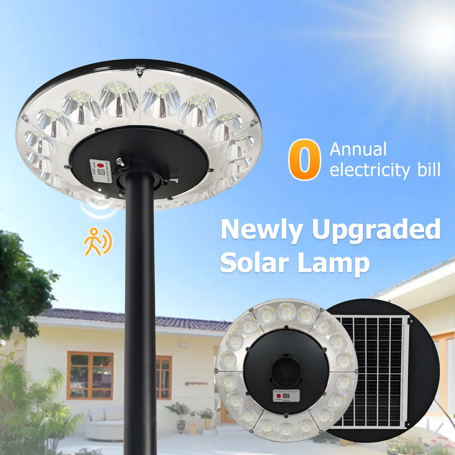 

0 Electricity Bill Solar LED Courtyard Light UFO Design Motion Sensor Waterproof Outdoor Solar Lamp for Garden Villa