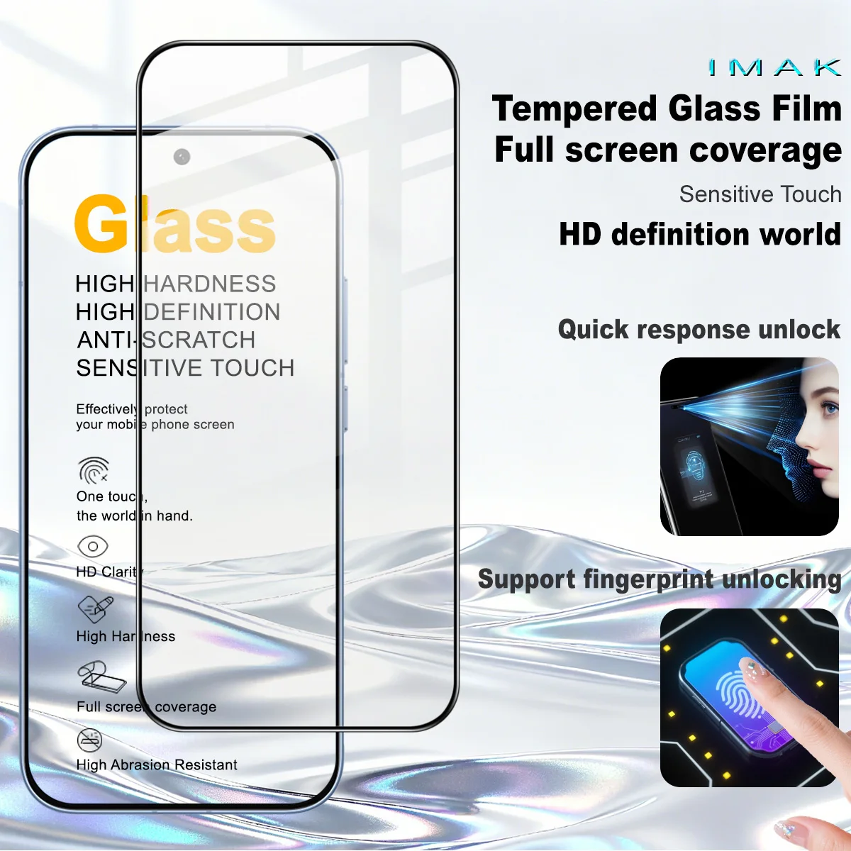 IMAK Pro+ Tempered Glass For iQOO Z11 Turbo 5G Screen Protector Film Support Fingerprint
