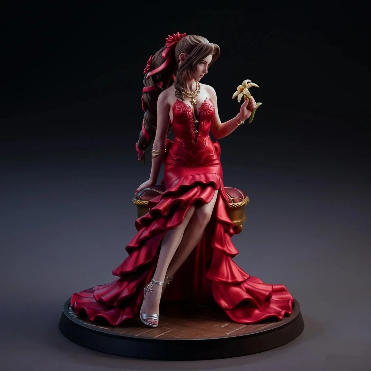 Resin Model Figure, 1/24 Scale Alice in Red Dress, GK, Unassembled and Unpainted Kit, 3D DIY Toy