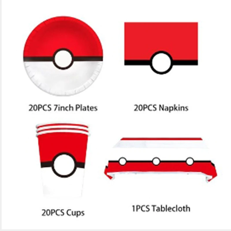 Pokemon Party Supplies Pikachu Party Dla Dzieci Happy Birthday Dekoracje Balony Tło Obrus Baner Zestaw Zastawy Stołowej