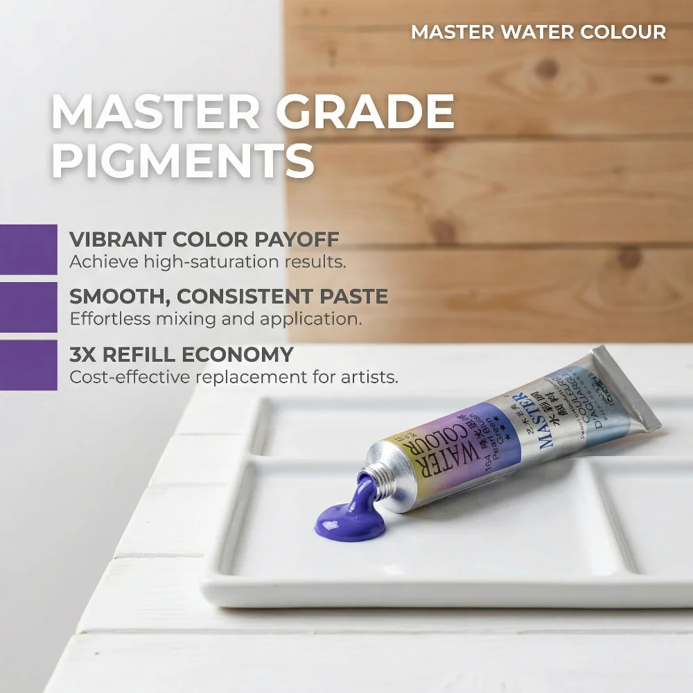 Maries Artist Perlglanz-Aquarellfarben-Set für Studenten, Kunst, spezielles Briefpapier, Aquarellverpackung, Farbzubehör – Detail 3