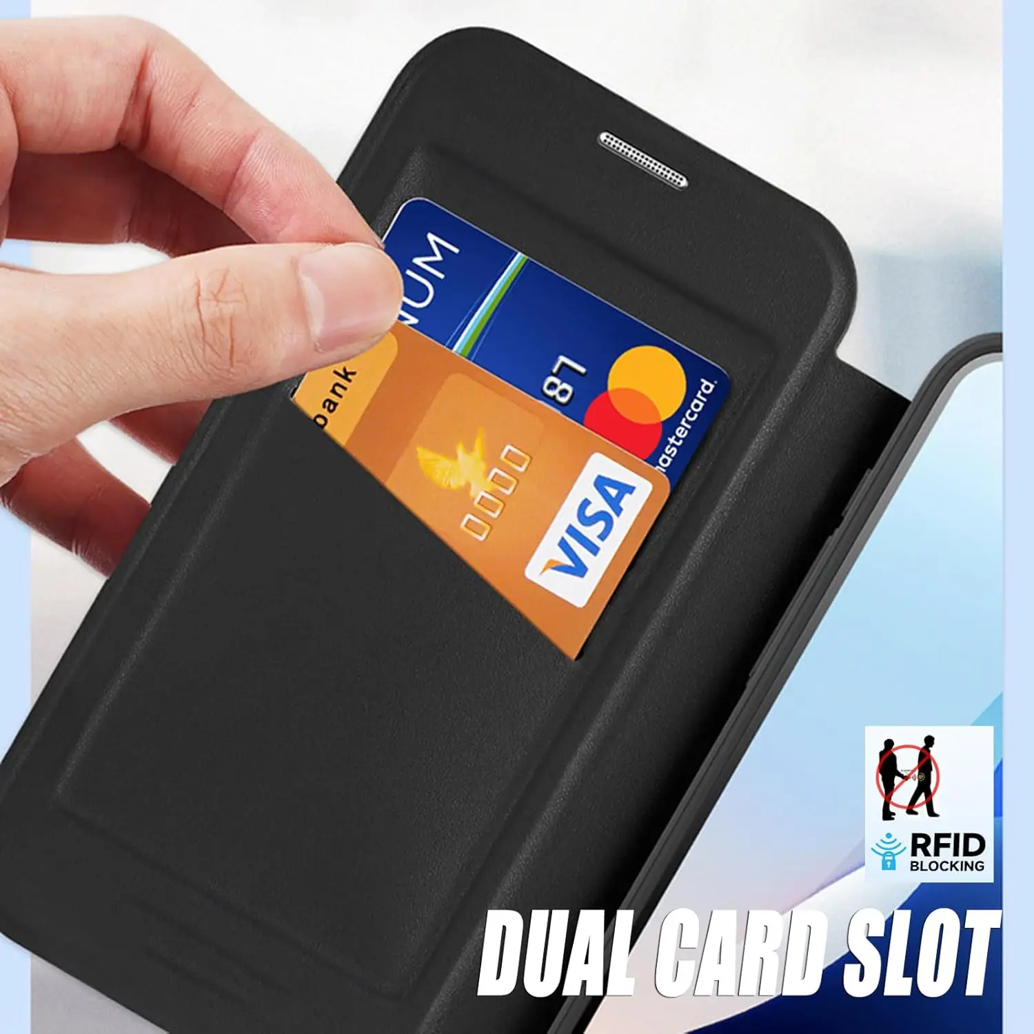 Casing Dompet untuk iPhone 16/16 Plus/16 Pro/16 Pro Max Casing Magnetik Bening Kulit dengan Penutup Perlindungan Penuh Flip Cincin Jari