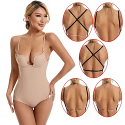 Sexy backless body-sculpting dress body underwear U-top bra striped mesh belly corset