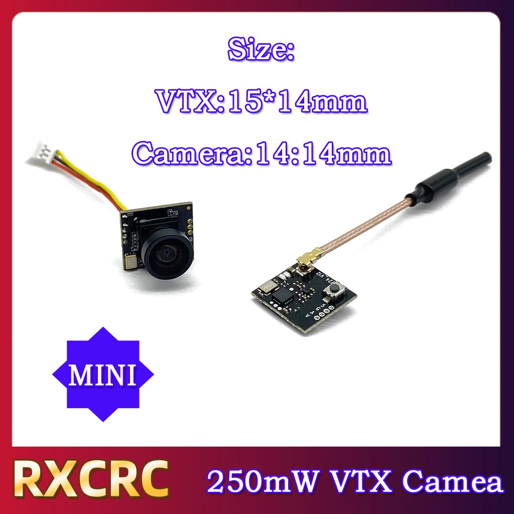 

RXCRC 5.8G 48CH MINI 25/100/250mW Power adjustable VTX Transmitter and CMOS 1200TVL fpv camera for RC FPV Fixed-wing Drones