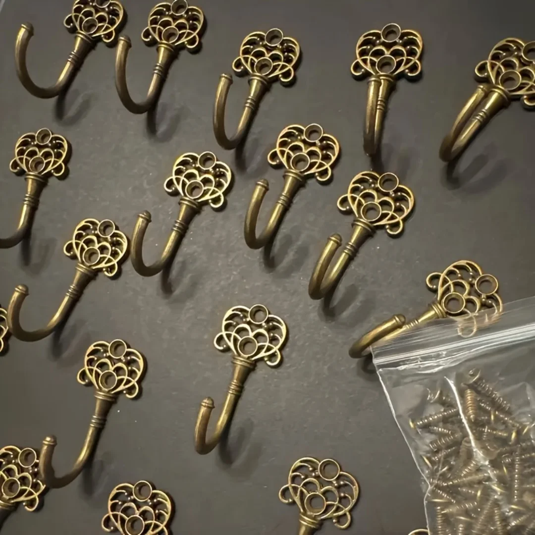 15-teiliges Set Antik-Bronze-Haken, Zinklegierung, kreative Wandhaken für die Türrückseite, Badezimmer-Schrank, Metall-Garderobenhaken – Detail 3