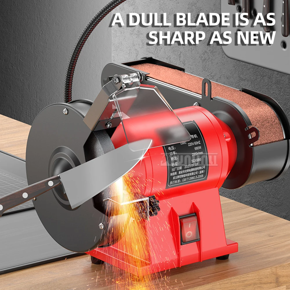 6 Inch Grinding Wheel Belt Machine Household Electric Belt Sander Powerful Grinding Polishing Sharpener Rust Removal Grinder
