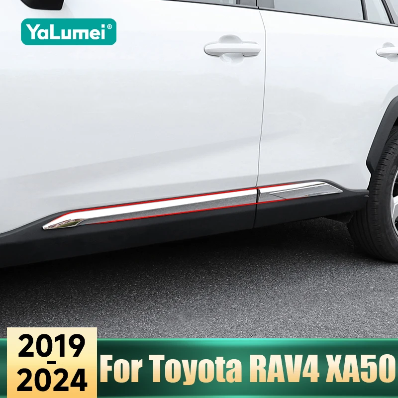 

For Toyota RAV4 XA50 RAV 4 Hybrid 2019 2020 2021 2022 2023 2024 ABS Car Door Side Body Decor Trim Strip Door Side Skirt Stickers