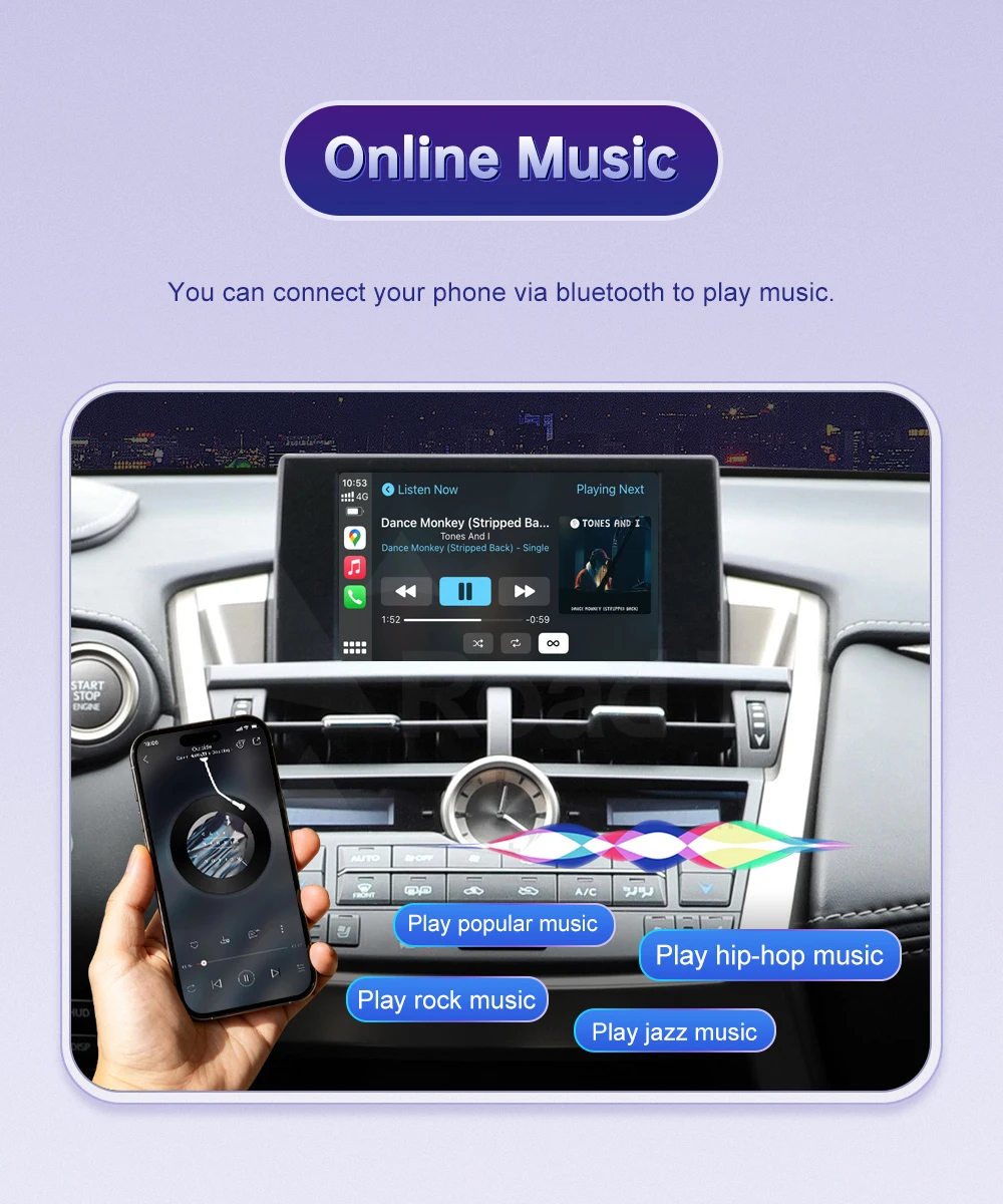 Kabelloses CarPlay Android Auto für Lexus NX RX IS ES GS RC CT LS LX LC UX GX 2014-2019 mit Mirror Link Airplay-Unterstützung Kamera Auto-Player – Detail 10