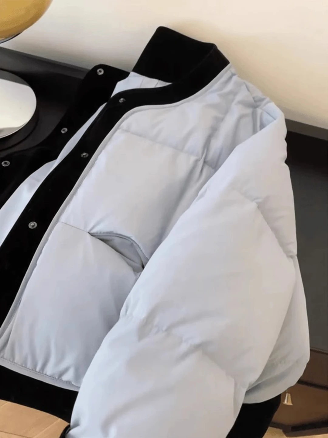 

Blue Thiened Loose round Ne Coat Women's Winter Faion plus Size Super Cute Bread Clothes Korean Sle Cotton Jaet