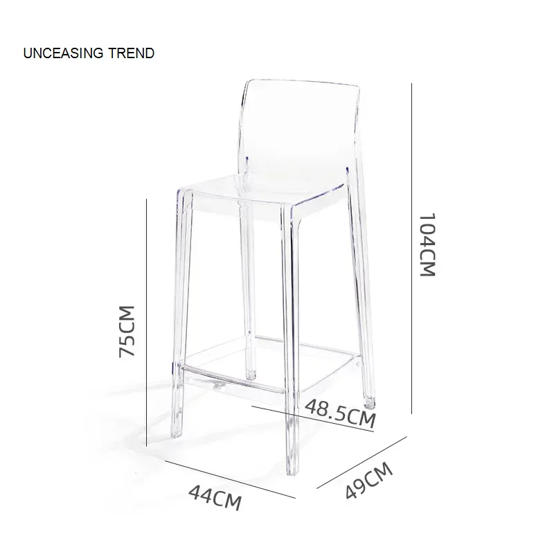 Акриловый прозрачный барный стул, высокий пластик, простой современный дизайнерский стул для ног, кресло с откидной спинкой для кафе, напольные стулья, мебель для комнаты