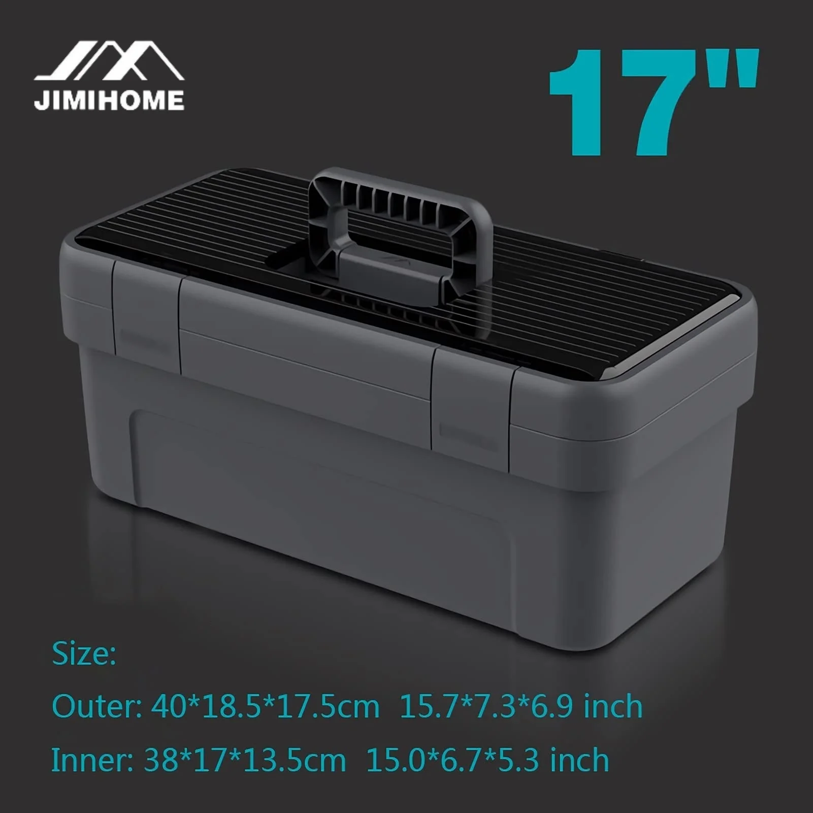 JIMIHOME Tool Box 17 Inch Tool Storage Box Portable Parts Case with Tray and For Hardware Craft Storage Repair Tool Storage