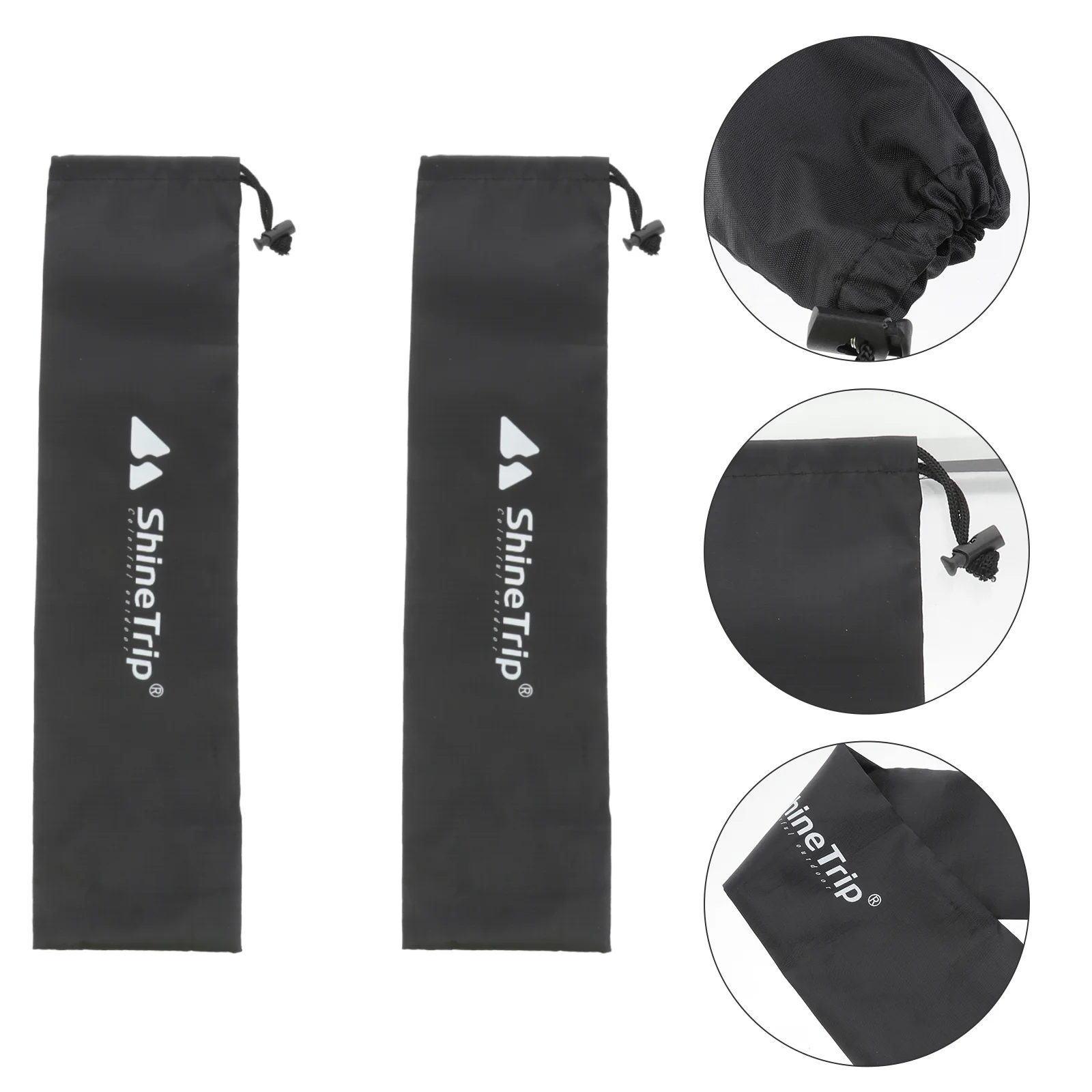 

2 PCS Storage Bag Tent Pole Outdoor Portable Fishing Rod Pouch Carrying Black Awning Alpenstock Buckle Organizing