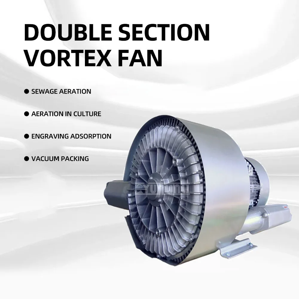 Double-stage aeration high-pressure fan industrial sewage treatment aerated vortex air pump double-impeller vortex vacuum pump