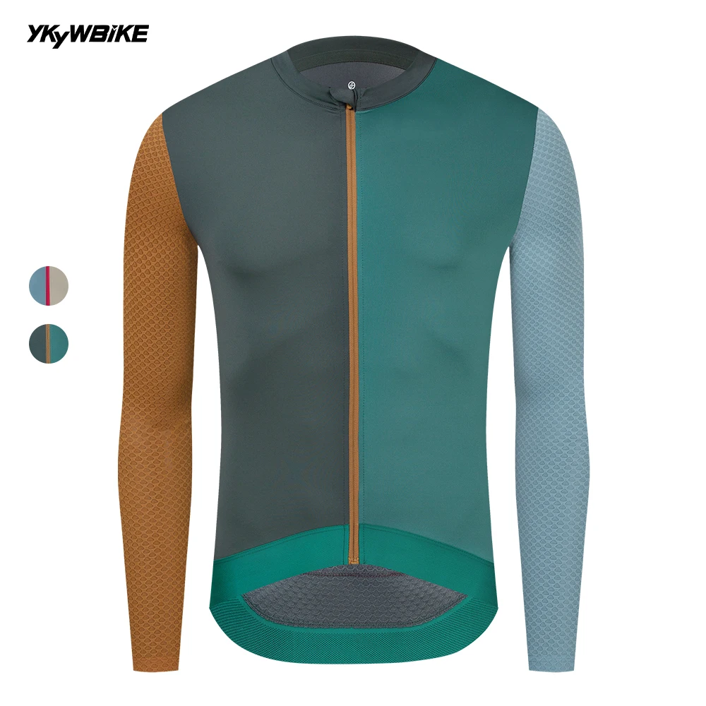 YKYWBIKE Men Cycling Jersey Long Sleeve Colorful Road Bike Jersey Spring Summer Bicycle Clothing Professional Cycling Maillot