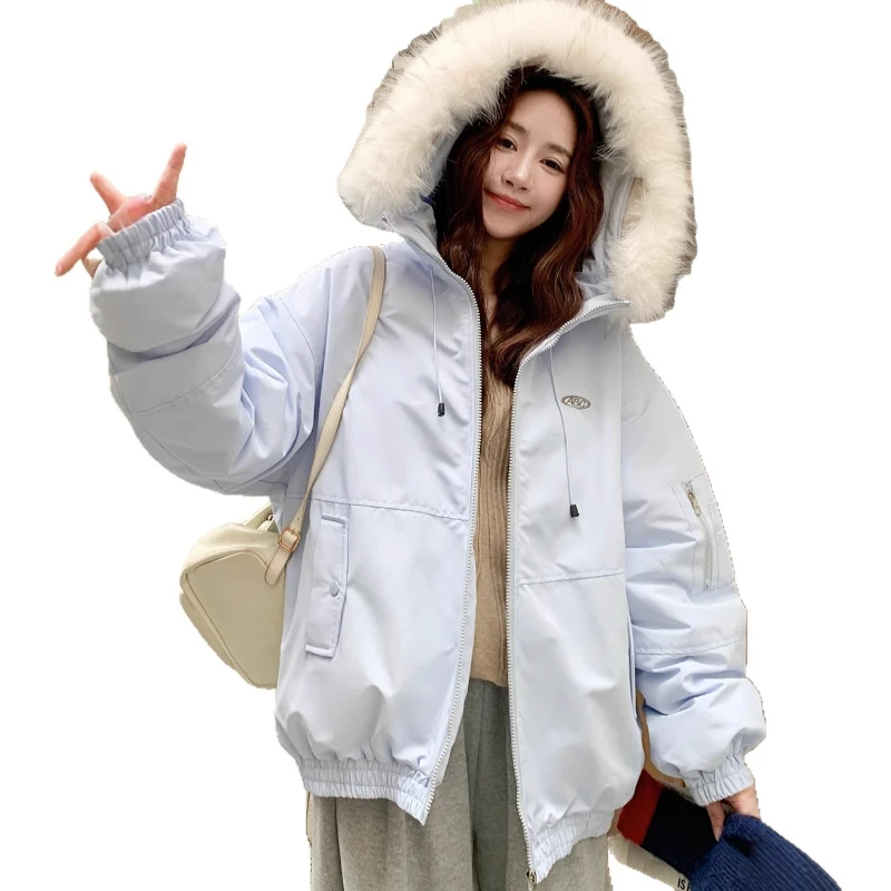 Women Parkas Short Coats Hooded Zipper Jackets Thick Warm Y2k Streetwear Elegant Jacket Work Casual Loose Autumn Winter