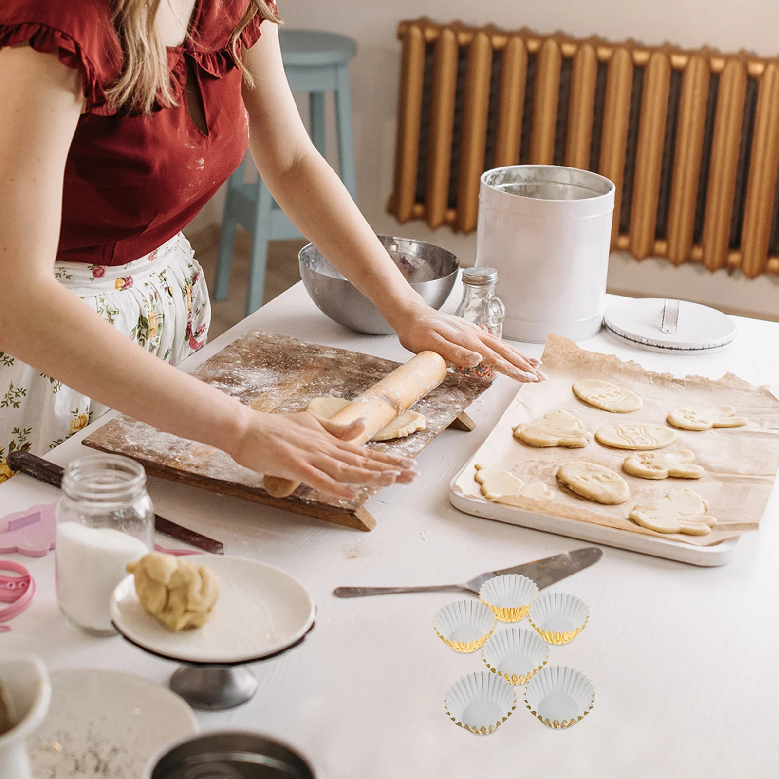 

500Pcs Mini Greaseproof Foil Paper Cupcake Liners Thickened Baking Cups for Weddings Birthdays Showers Muffin Liners