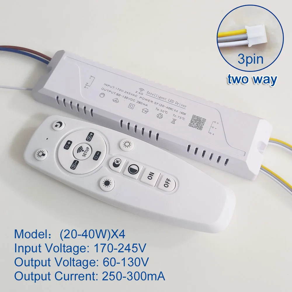 LED 드라이버 밝기 조절 지능형 샹들리에 변압기, 2.4G 원격 및 앱 제어 전원 공급 장치, 듀얼 컬러 LED 리본에 사용