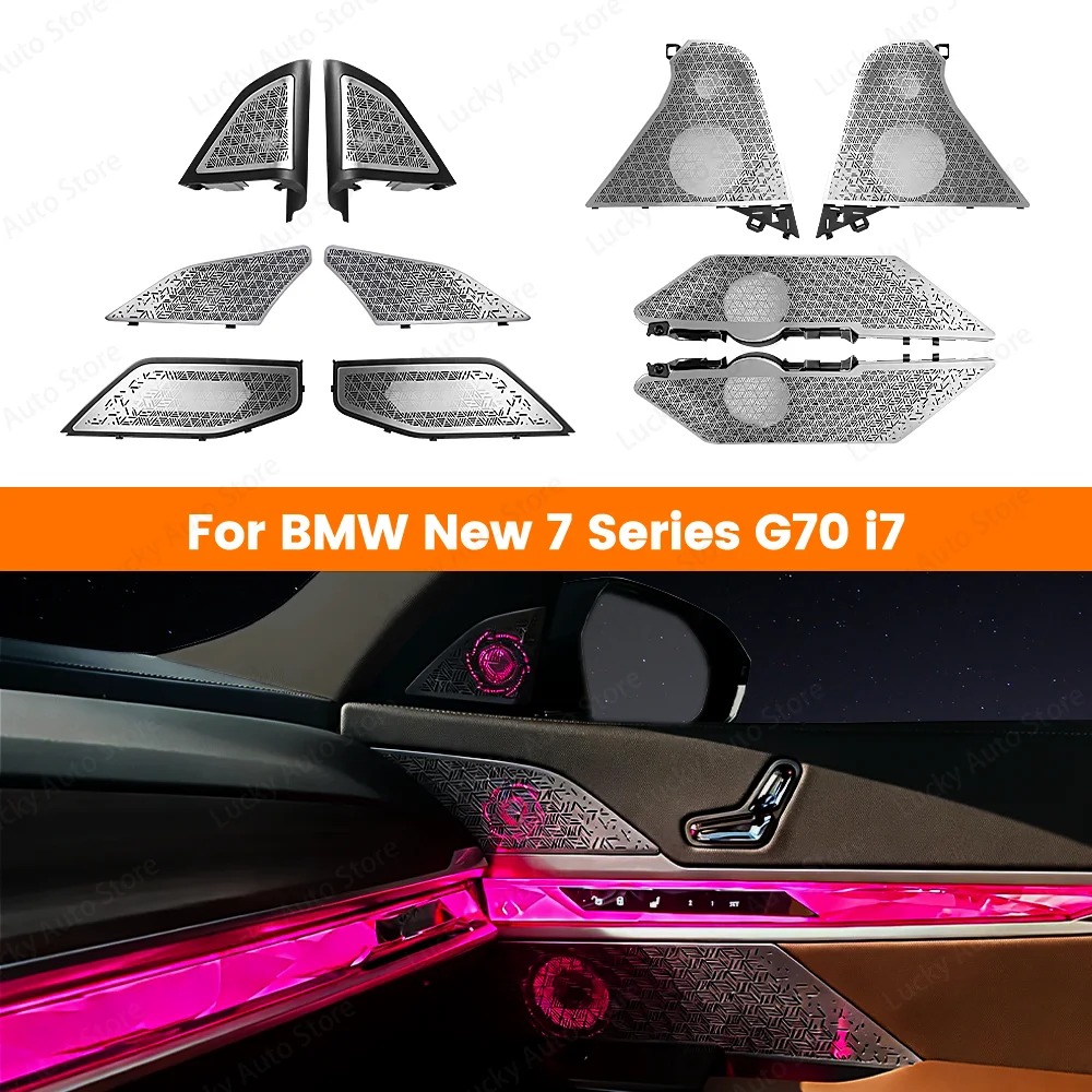 

LED 11 Color Ambient Light 8-Piece Speaker Luminous Cover Tweeter HiFi Music Stereo Horn For BMW 7 Series G70 i7 Car 2023+