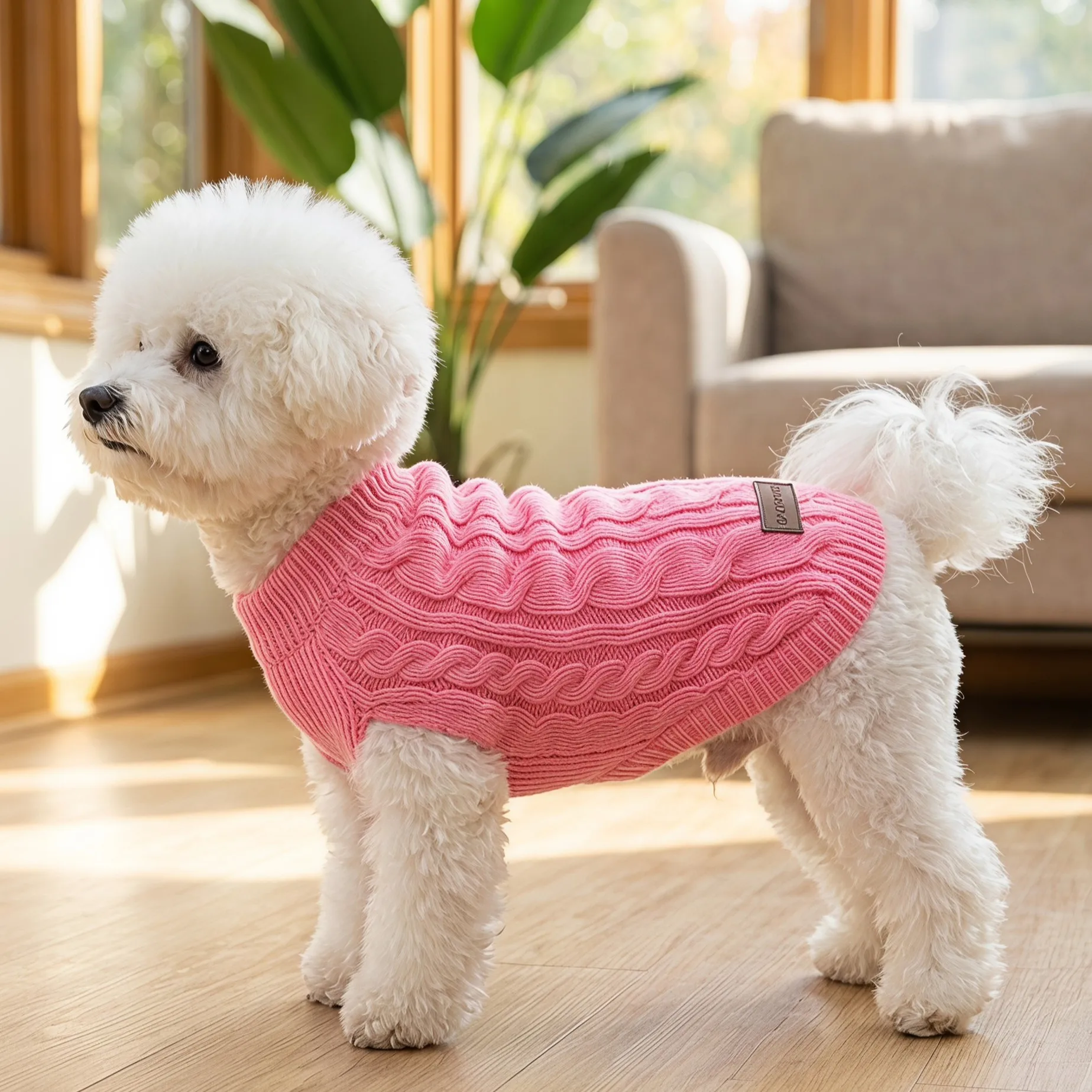 Hundepullover, gestrickte Weste für Haustiere, geflochtene Hundekleidung im Stil von „Fried Dough Twists“, warmer Mantel für Haustiere für Herbst und Winter, Kleidung für kleine Hunde. – Detail 15