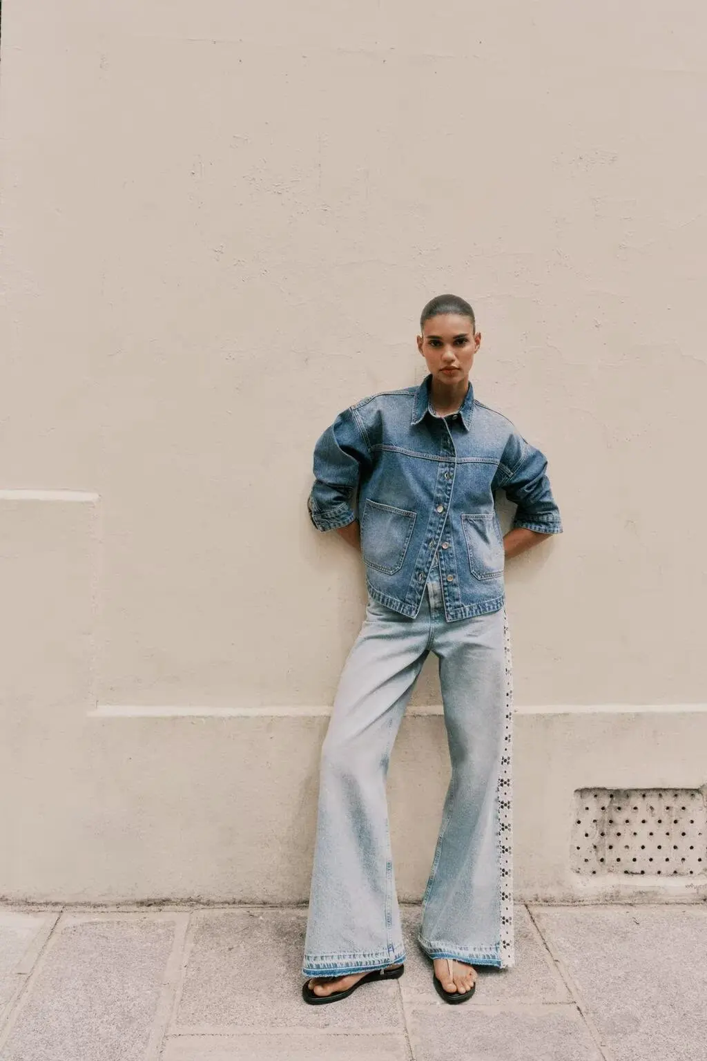 

Джинсы с высокой талией и широкими штанинами, женские джинсы в полоску с ковриком, украшенные крючком иглами, осеннее новое поступление, повседневное платье