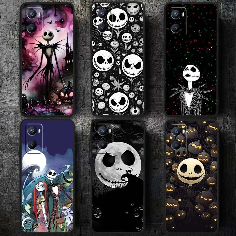 Чехол Disney Art Jack Skellington для OPPO A98 A96 A94 A93 A78 A77 A76 A74 A73 A72 A57 A55 A53 5G, черный чехол для телефона