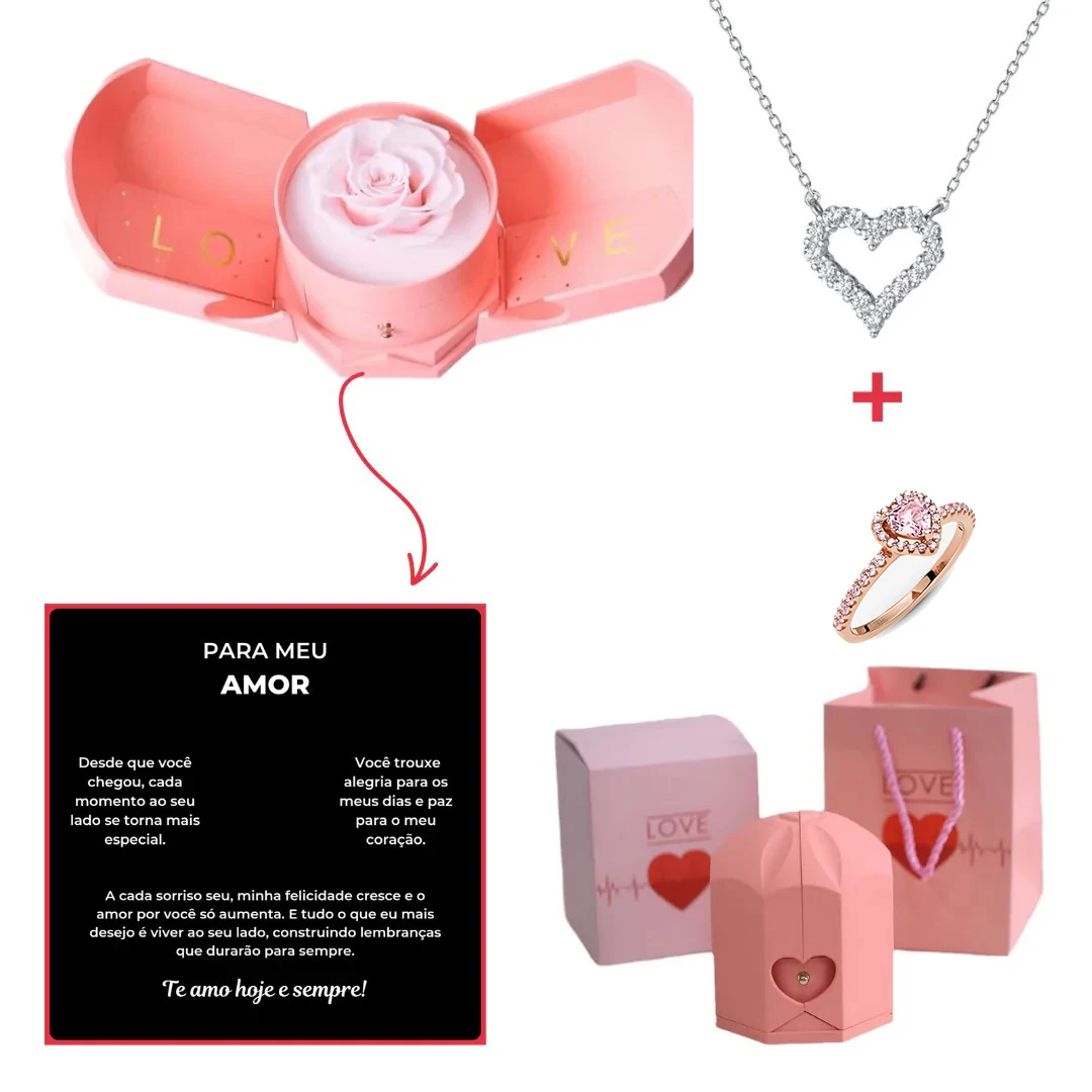 

Angel Wings Soap Rose Jewelry Gift Box with Necklace & Ring Set