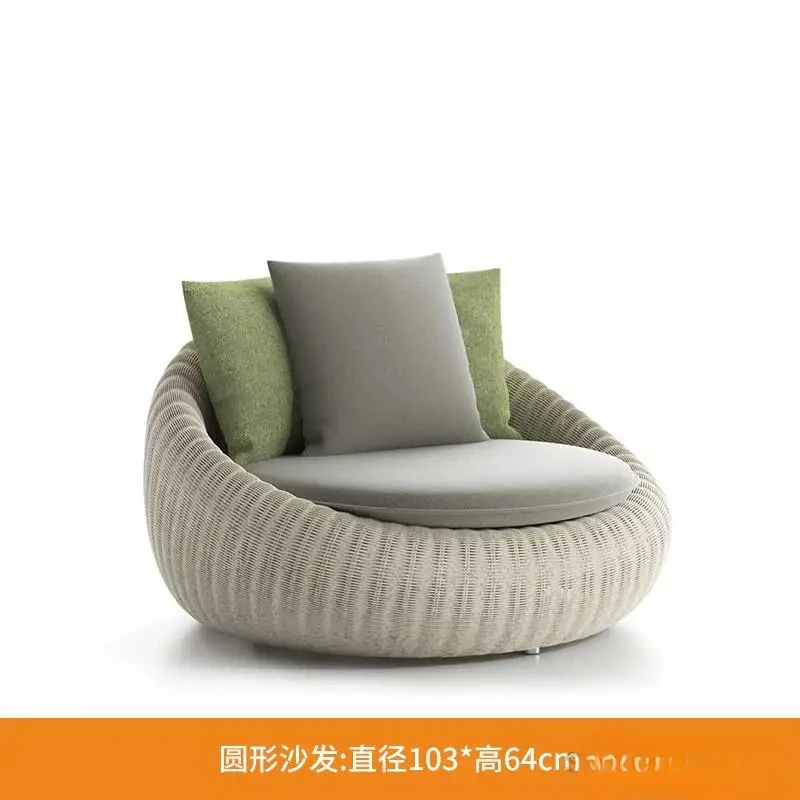 Nordic Outdoor Rattan Sofa Garden Balcony Leisure Indoor And Outdoor Villa Woven Chair Coffee Table Waterproof Furniture