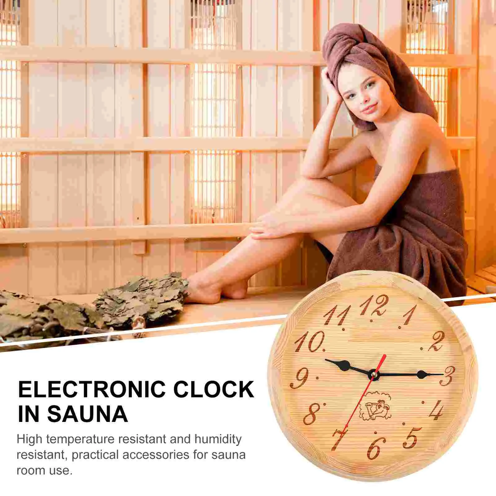 Sauna Wooden Clock Wall Decor Steam Room Equipment Decorative Hanging for Timer Digital