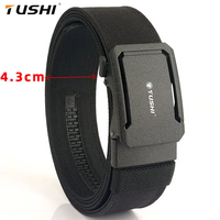 TUSHI brand 4.3 Wide Thickened gun hanging double-layer nylon cloth belt versatile outdoor tactical automatic buckle men's belt