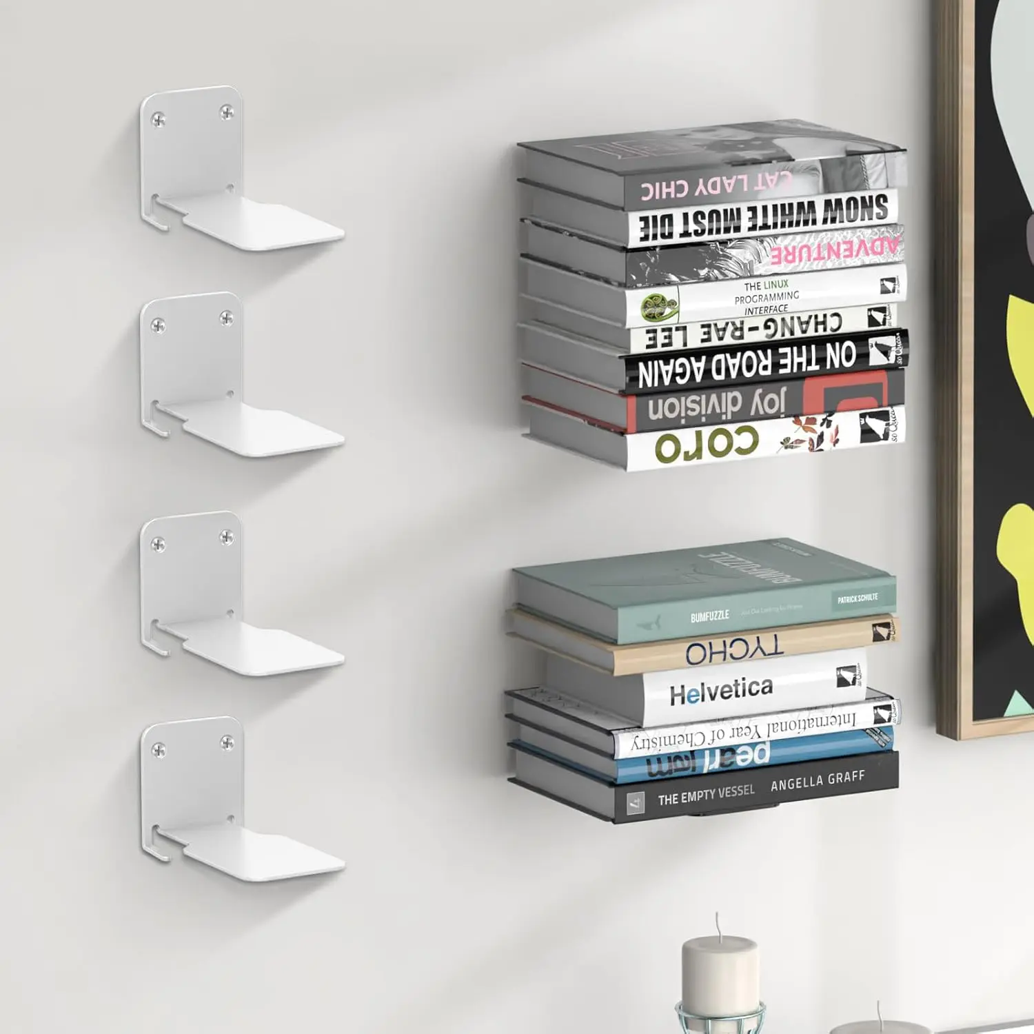 Suporte Invisível para Estante de Livros, Organizador de Armazenamento Oculto de Alta Resistência para Quarto, Sala de Estar, Escritório e Biblioteca