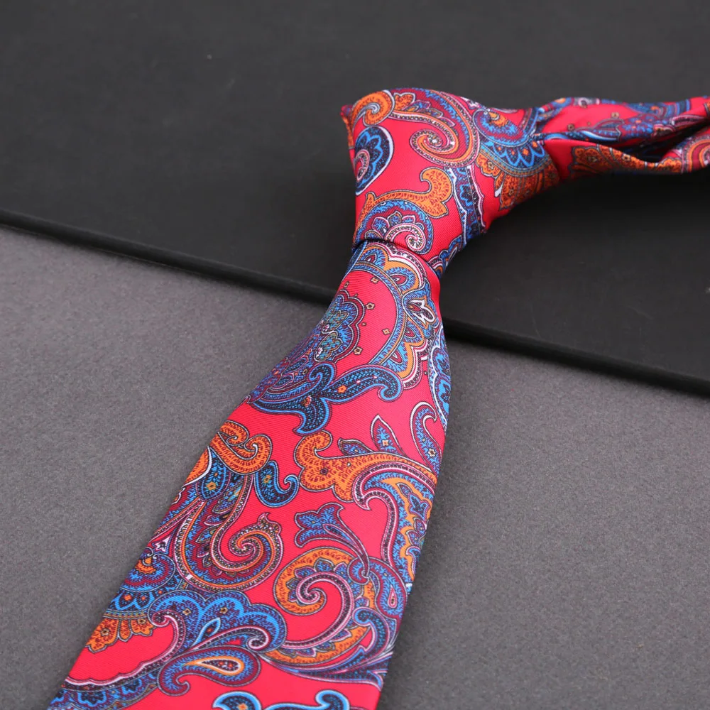 Weiche Herren-Krawatte aus Seidenimitat, bunt, 8 cm, Paisley-Blumen-Punktmuster, Business-Party-Krawatte, Accessoires, Geschenke – Detail 9