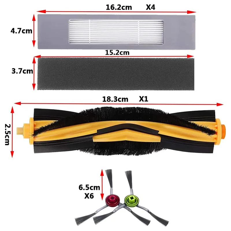 Accessories for Ecovacs Deebot N8 T8 1 Main Brush 4 Filters 6 Side Brushes for T8 N8 Ozmo 950 920 Replacement