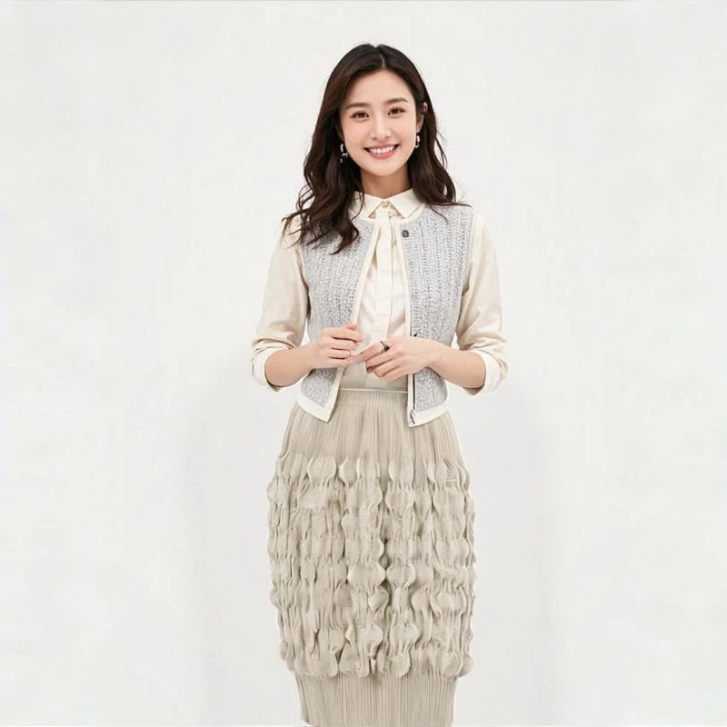 

Miyake Pleated Skirt, Pleated Skirt, Women's Summer High-end Feeling, High Waist Slimming, Personalized Bubble A-line Skirt