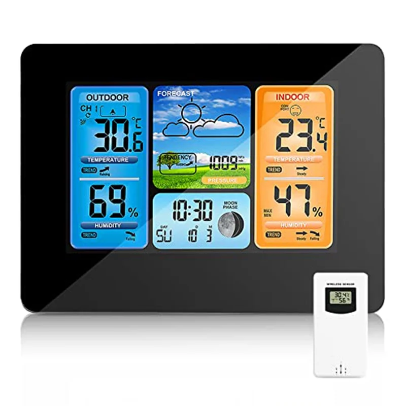 

Exquisite-Wireless Weather Station Indoor And Outdoor Thermometer, Forecast Station Temperature And Humidity Monitoring Baromete