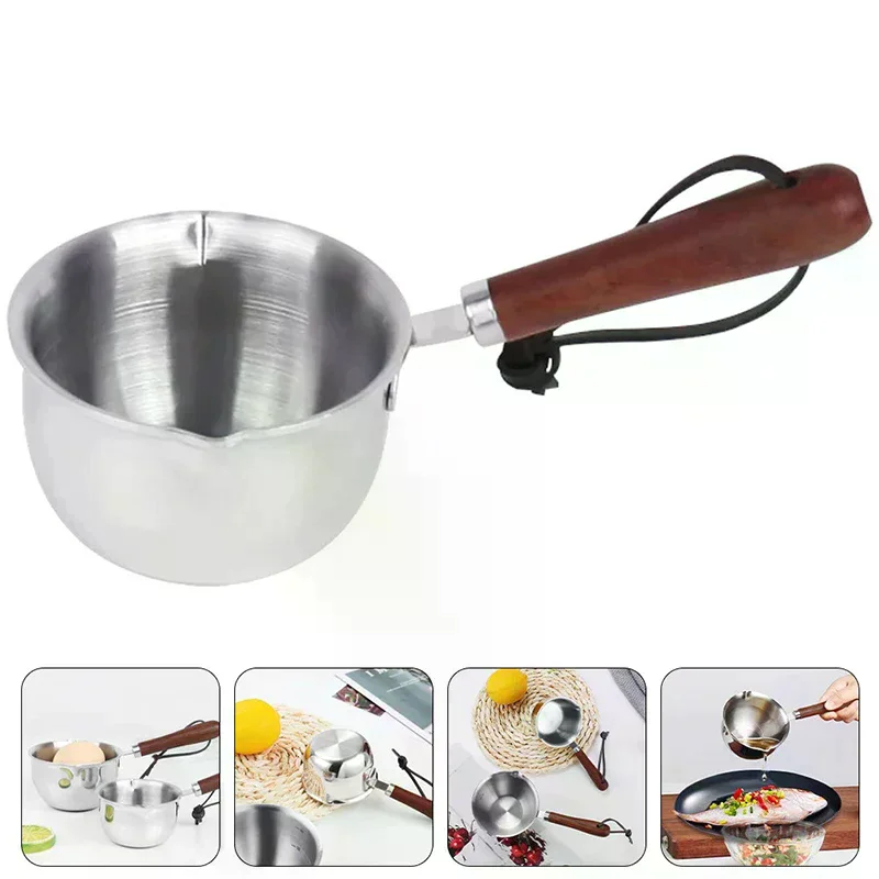 

New Stainless Steel Oil Pan 150ML 300ML Small Pot Cooking Butter Melting Pot Chocolate Kitchen Cookware Cooking Tools