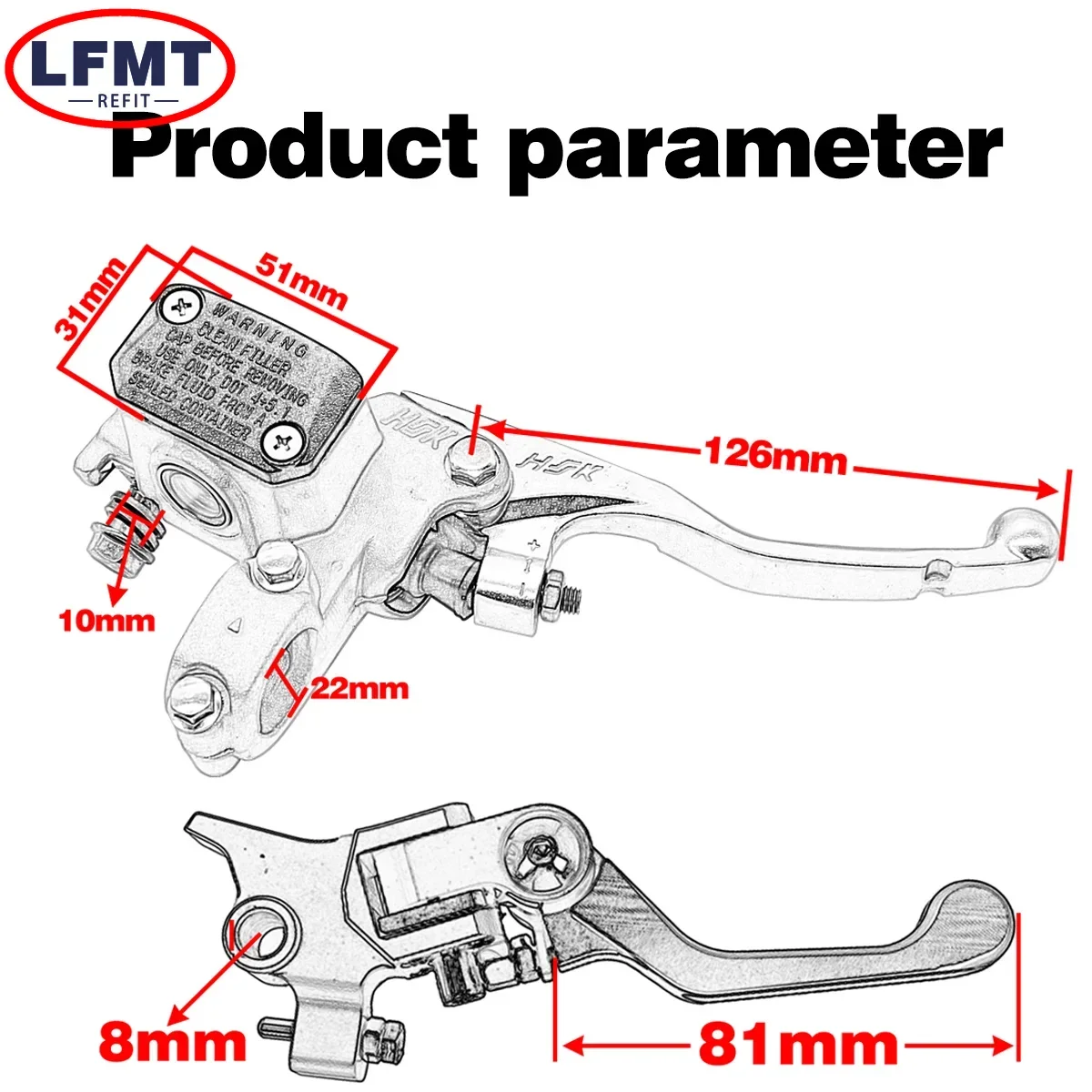 22mm 7/8'' Motorcycle Right Brake Master Cylinder Pump CNC Fold Brake Lever For KTM EXC EXC-F SX SX-F XC XC-W XC-F XCF-W 2023